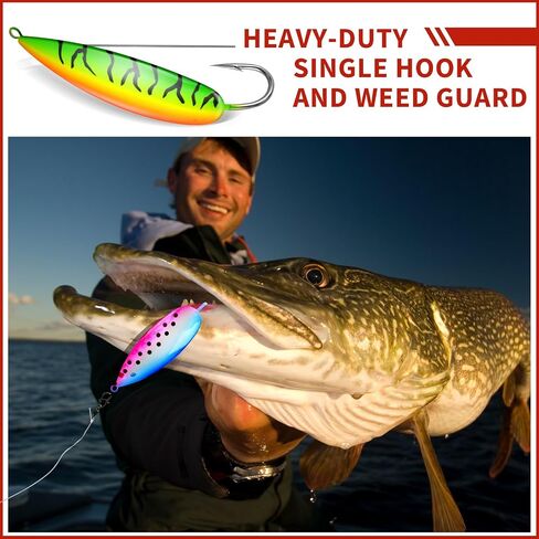 QualyQualy Weedless Spoon Fishing Lures for Saltwater, Minnow Fishing Spoon Hard Bait for Redfish Bass Tourt Northern Pike, 4PCS in Kuwait