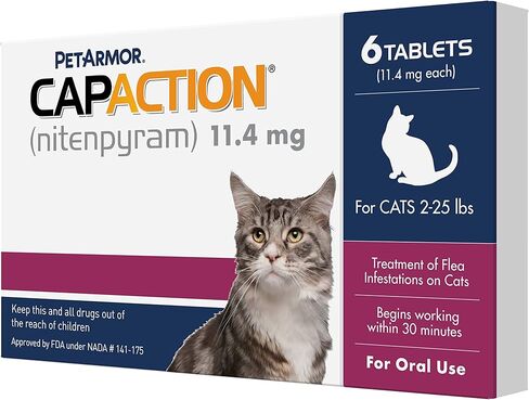 PetArmor CAPACTION (nitenpyram) علاج البراغيث عن طريق الفم للقطط، أقراص سريعة المفعول تبدأ في قتل البراغيث في 30 دقيقة، القطط 2-25 رطل، 6 جرعات in Kuwait