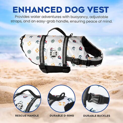 Dog Life Jacket - Swimming Vest for Dogs, Adjustable, Reflective, Comfortable, Multiple Colors, Patterns, XX-Small to Extra Large Dog Swim Vest with Handle (Red, Large) in Saudi Arabia