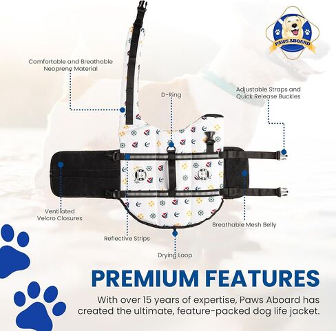 Dog Life Jacket - Swimming Vest for Dogs, Adjustable, Reflective, Comfortable, Multiple Colors, Patterns, XX-Small to Extra Large Dog Swim Vest with Handle (Red, Large) in Saudi Arabia