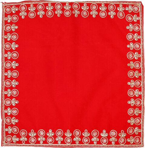 Red Velvet Pooja Cloth Mat Aasan Decorative Cloth (Size:-18 Inches X 18 Inches) for Multipurpose Traditional Pooja Festival New year Decorations Item & Pooja Article Red Laxmi in Saudi Arabia