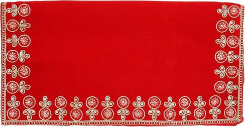 Red Velvet Pooja Cloth Mat Aasan Decorative Cloth (Size:-18 Inches X 18 Inches) for Multipurpose Traditional Pooja Festival New year Decorations Item & Pooja Article Red Laxmi in Saudi Arabia