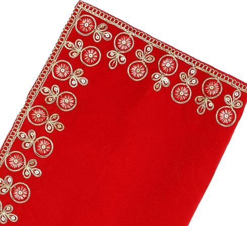 Red Velvet Pooja Cloth Mat Aasan Decorative Cloth (Size:-18 Inches X 18 Inches) for Multipurpose Traditional Pooja Festival New year Decorations Item & Pooja Article Red Laxmi in Saudi Arabia