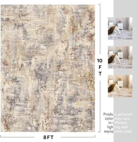 tchido Area Rug 8x10 Rugs for Living Room Modern Abstract Rug Washable Foldable Rug Non Slip Area Rug for Living Room Bedroom Dining Room Home Office Farmhouse Rugs Light Grey/Brown in Saudi Arabia