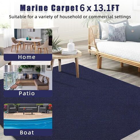 6FT*13.1FT Boat Marine Carpet, Blue Marine Carpet, Indoor/Outdoor Rug, TPR Non-Slip, Waterproof, for Patio Deck, Outdoor Use, Camping in Saudi Arabia