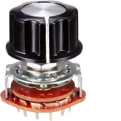 uxcell 8pcs 1P12T 1 Pole 12 Position 6mm Slotted Shaft Dia Band Selector Rotary Switch w Cap in Saudi Arabia