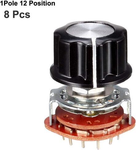 uxcell 8pcs 1P12T 1 Pole 12 Position 6mm Slotted Shaft Dia Band Selector Rotary Switch w Cap in Saudi Arabia