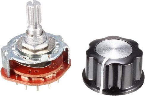 uxcell 8pcs 1P12T 1 Pole 12 Position 6mm Slotted Shaft Dia Band Selector Rotary Switch w Cap in Saudi Arabia