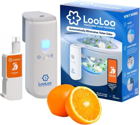 مجموعة بخاخ المرحاض الأوتوماتيكية بدون لمس من LooLoo (موزع وزجاجة عطر واحدة) - عطر جوز الهند والليمون in Saudi Arabia
