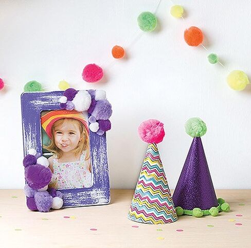 Essentials by Leisure Arts Pom Poms - White - 5mm - 100 Piece pom poms Arts and Crafts - White Pompoms for Crafts - Craft pom poms - Puff Balls for Crafts in Kuwait