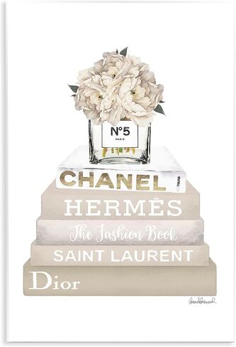 The Stupell Home Décor Collection High Fashion Bookstack with Tan Flowers Wall Plaque Art, 10 x 15, Multi-Color in Saudi Arabia