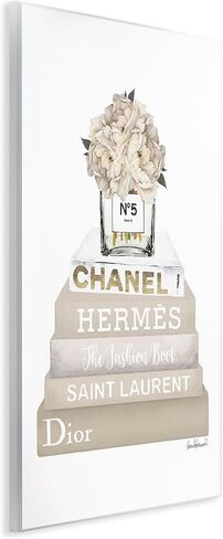 The Stupell Home Décor Collection High Fashion Bookstack with Tan Flowers Wall Plaque Art, 10 x 15, Multi-Color in Saudi Arabia