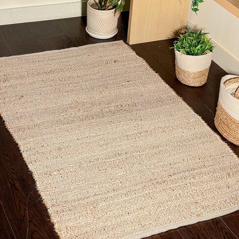 Chardin home Jute Rugs Collection- 2x3 Feet Jute Braids Rug, Boho, Rustic, Natural Jute/Ivory, Hand Woven Throw Rug for Bedroom, Living Room, Kitchen and entryways in Saudi Arabia