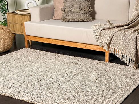 Chardin home Jute Rugs Collection- 2x3 Feet Jute Braids Rug, Boho, Rustic, Natural Jute/Ivory, Hand Woven Throw Rug for Bedroom, Living Room, Kitchen and entryways in Saudi Arabia