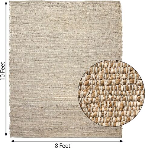 Chardin home Jute Rugs Collection- 2x3 Feet Jute Braids Rug, Boho, Rustic, Natural Jute/Ivory, Hand Woven Throw Rug for Bedroom, Living Room, Kitchen and entryways in Saudi Arabia