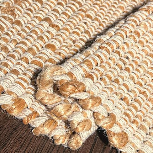 Chardin home Jute Rugs Collection- 2x3 Feet Jute Braids Rug, Boho, Rustic, Natural Jute/Ivory, Hand Woven Throw Rug for Bedroom, Living Room, Kitchen and entryways in Saudi Arabia