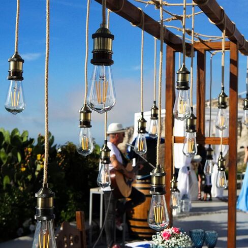 مصابيح Ohniyou Vintage LED Edison 6W، ما يعادل 60W ساطعة، لمبة إضاءة LED، سطوع عالي أبيض 4000K، ST58 لمبات خيوط LED عتيقة مع 80+ CRI، قاعدة E26، غير قابلة للتعتيم، زجاج شفاف، 6 عبوات in Saudi Arabia