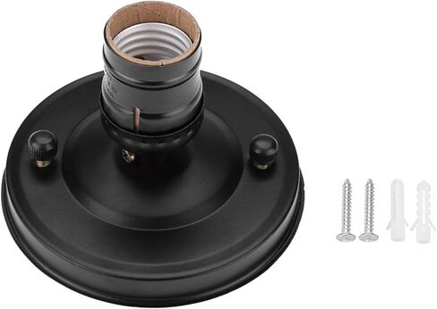 Serlium Vintage Wall Light Base Holder, E26/E27 Vintage Industrial Ceiling/Wall Light Base Holder Pendant Bulb Lamp Screw Socket(Black) in Saudi Arabia