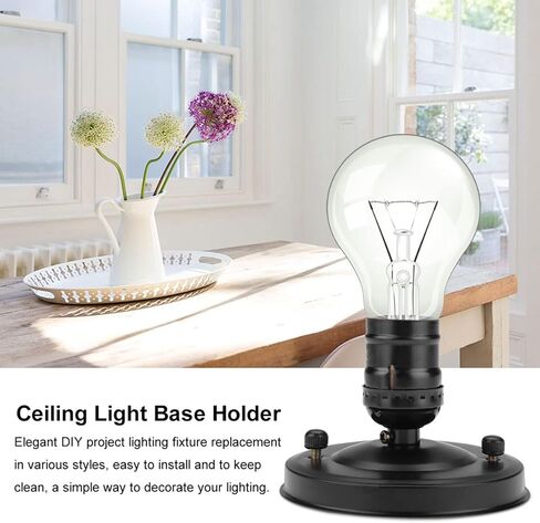 Serlium Vintage Wall Light Base Holder, E26/E27 Vintage Industrial Ceiling/Wall Light Base Holder Pendant Bulb Lamp Screw Socket(Black) in Saudi Arabia