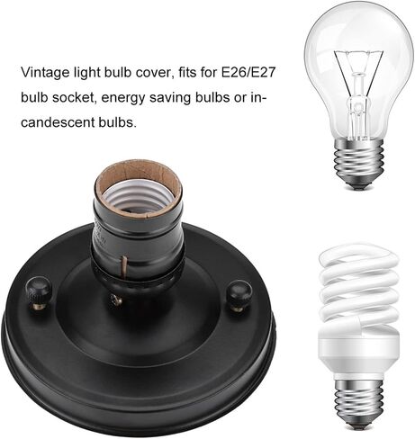 Serlium Vintage Wall Light Base Holder, E26/E27 Vintage Industrial Ceiling/Wall Light Base Holder Pendant Bulb Lamp Screw Socket(Black) in Saudi Arabia