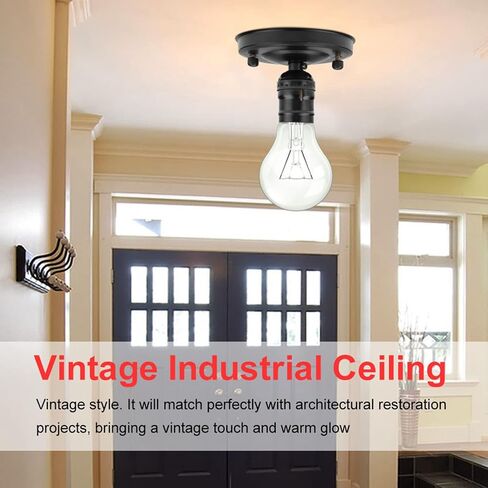 Serlium Vintage Wall Light Base Holder, E26/E27 Vintage Industrial Ceiling/Wall Light Base Holder Pendant Bulb Lamp Screw Socket(Black) in Saudi Arabia