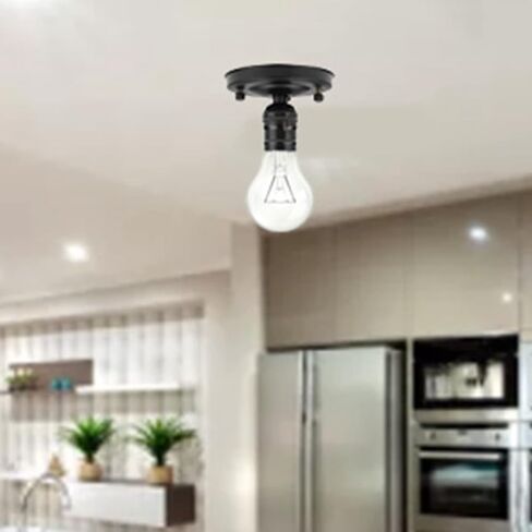 Serlium Vintage Wall Light Base Holder, E26/E27 Vintage Industrial Ceiling/Wall Light Base Holder Pendant Bulb Lamp Screw Socket(Black) in Saudi Arabia