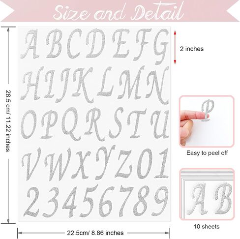 Waynoda 360 Pieces 10 Sheets Glitter Alphabet Letter Stickers,Self Adhesive Letters(Black,2 Inch) in Kuwait
