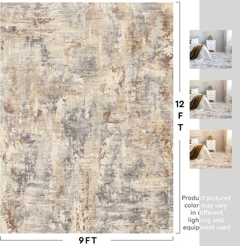 tchido Area Rug 8x10 Rugs for Living Room Modern Abstract Rug Washable Foldable Rug Non Slip Area Rug for Living Room Bedroom Dining Room Home Office Farmhouse Rugs Light Grey/Brown in Saudi Arabia