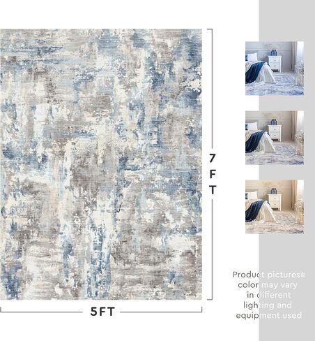 tchido Area Rug 8x10 Rugs for Living Room Modern Abstract Rug Washable Foldable Rug Non Slip Area Rug for Living Room Bedroom Dining Room Home Office Farmhouse Rugs Light Grey/Brown in Saudi Arabia