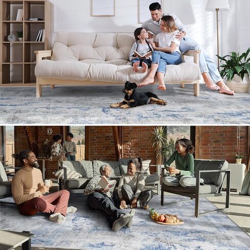 tchido Area Rug 8x10 Rugs for Living Room Modern Abstract Rug Washable Foldable Rug Non Slip Area Rug for Living Room Bedroom Dining Room Home Office Farmhouse Rugs Light Grey/Brown in Saudi Arabia