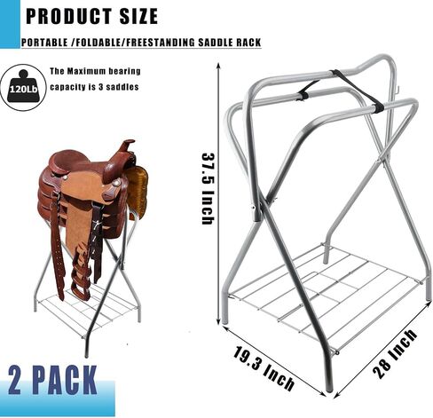 HDYEGY 2 Pack Saddle Rack Portable Folding Horse Saddle Stand for English and Western Saddles,28" L x 19" W x 37.5" H in Saudi Arabia