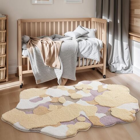 Green Moss Rug for Bedroom, Super Soft Fluffy Runner Rug Bedside Living Room Tufted Carpet, Cute Non Slip Irregular Long Rug, Aesthetic Machine Washable Leaf Rug for Hallway, 2.4' x 6.5' in Saudi Arabia