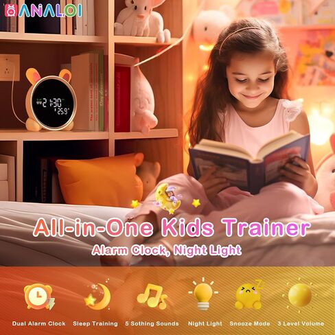 ANALOI Alarm Clock for Bedroom，RGB Night Light Bluetooth Speaker with Music Rhythms，Wake-up Alarm Clock with Sound and Light，12/24Hr AutoOff Touch Control SD Card，Gift for Teens Girls or Boys in Kuwait