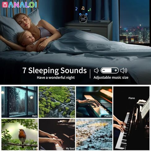 ANALOI Alarm Clock for Bedroom，RGB Night Light Bluetooth Speaker with Music Rhythms，Wake-up Alarm Clock with Sound and Light，12/24Hr AutoOff Touch Control SD Card，Gift for Teens Girls or Boys in Kuwait