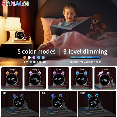 ANALOI Alarm Clock for Bedroom，RGB Night Light Bluetooth Speaker with Music Rhythms，Wake-up Alarm Clock with Sound and Light，12/24Hr AutoOff Touch Control SD Card，Gift for Teens Girls or Boys in Kuwait