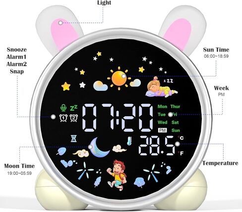 ANALOI Alarm Clock for Bedroom，RGB Night Light Bluetooth Speaker with Music Rhythms，Wake-up Alarm Clock with Sound and Light，12/24Hr AutoOff Touch Control SD Card，Gift for Teens Girls or Boys in Kuwait
