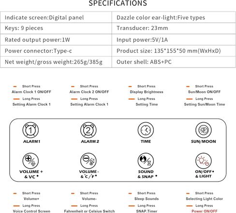 ANALOI Alarm Clock for Bedroom，RGB Night Light Bluetooth Speaker with Music Rhythms，Wake-up Alarm Clock with Sound and Light，12/24Hr AutoOff Touch Control SD Card，Gift for Teens Girls or Boys in Kuwait