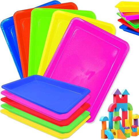 Plastic Art Trays,10 Pack Activity Plastic Crafts Tray,Medium Size,Multicolor Kids Organizer Tray Serving Tray for DIY Projects,Beads,Painting,Jewelry in Saudi Arabia