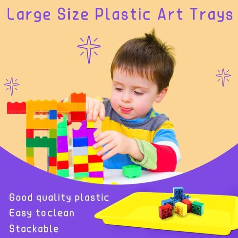 Plastic Art Trays,10 Pack Activity Plastic Crafts Tray,Medium Size,Multicolor Kids Organizer Tray Serving Tray for DIY Projects,Beads,Painting,Jewelry in Saudi Arabia