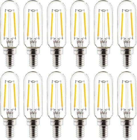 لمبة إضاءة أنبوبية LED بشعيرة T8 من Sunlite، 2 واط (ما يعادل 25 وات)، قاعدة شمعدان E12، قابلة للتعتيم، 85 مم، مدرجة في قائمة UL، 130 لومن، 2700 كلفن أبيض ناعم، 12 قطعة in Saudi Arabia