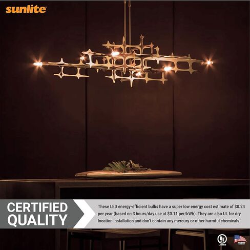 لمبة إضاءة أنبوبية LED بشعيرة T8 من Sunlite، 2 واط (ما يعادل 25 وات)، قاعدة شمعدان E12، قابلة للتعتيم، 85 مم، مدرجة في قائمة UL، 130 لومن، 2700 كلفن أبيض ناعم، 12 قطعة in Saudi Arabia