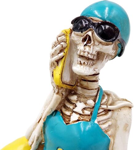 Needzo Skeleton in Duck Pool Float Shelf Sitting Figurine, Gothic Summer Home Decor, Funny Halloween 2024 Decorations, 5.75 Inches in Saudi Arabia