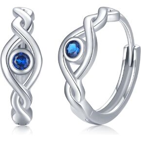 Evil Eye Earrings 925 Sterling Silver Celtic Knot Huggie Hoop Earrings Greek Protection Jewelry Gift Christmas Birthdays Christmas for Women Girls
