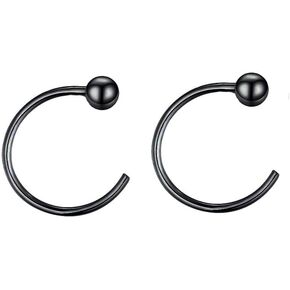 Minimalist 2mm Ball Tiny Half Hoop Earrings Sterling Silver Fashion Black Huggie Cuff Hoops Cartilage Tragus Piercing Nose Rings Studs for Women Girls Men