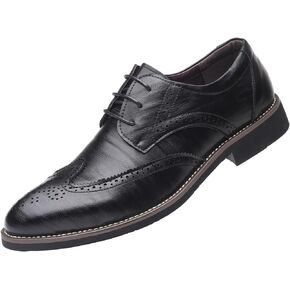 WUIWUIYU Men's Manmade Leather Lace-up Wedding Business Formal Dress Wingtips Brogue Shoes Oxfords