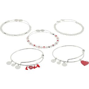 Alex and Ani AA728123SS,LOVE Multi Charm Set of 5,Shiny Silver,Multi, Bracelets