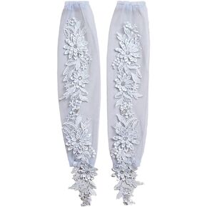 Yunyuebridal 1920s Women's Lace Gloves,Long Fingerless Gloves,Tulle with Appliques Gloves,Elbow Evening Gloves