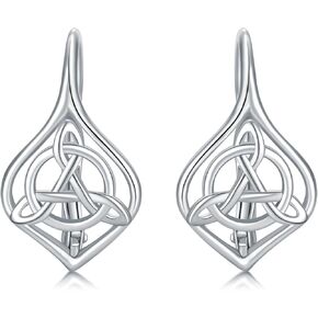 Leverback Earring for women Sterling Silver Celtic Knot Earrings Leverback Hoops for Women Girls Birthday Christmas