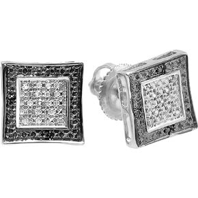 Dazzlingrock Collection 0.10 Carat (ctw) Round Black & White Diamond Kite Shape Men's Stud Earrings in 925 Sterling Silver