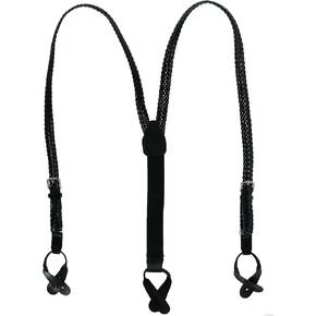 CTM® Coated Leather Button-End 3/4 Inch Braided Suspenders